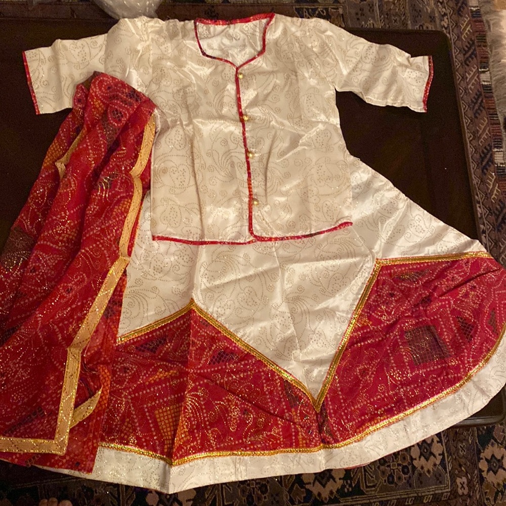 Indian set of skirt shirt and dupata full set is available in different sizes